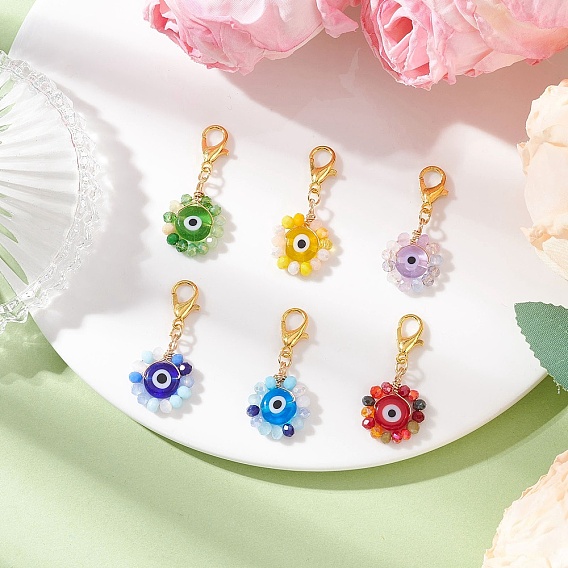 6 шт. подвесные украшения ручной работы от сглаза в виде лэмпворка, со стеклянными шариками и сплавов застежками когтя омара