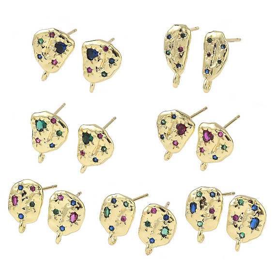 Латунные серьги-гвоздики из циркония, стойки покрытие, прочное покрытие, золотые