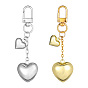 2 pièces 2 couleurs pendentifs en laiton en forme de cœur, fermoirs alliage pivotantes