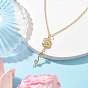 Brass Flower Pendants Necklace, Cable Chains Necklaces