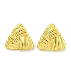 Rack Plating Triangle Brass Stud Earrings, Cadmium Free & Lead Free