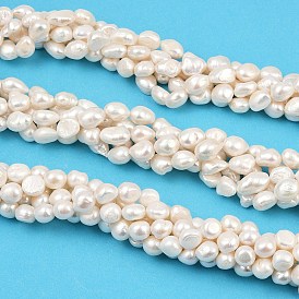 Нити из натурального культивированного пресноводного жемчуга, двух сторон полированной