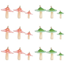 12Pcs Mushroom Charm Pendant Acrylic Mushroom Charm Colorful with Jump Ring for Jewelry Necklace Bracelet Earring Making Crafts