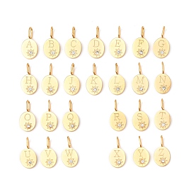 304 комплект подвесок из нержавеющей стали с кубическим цирконием, овал с буквой a~z