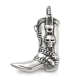 304 подвески из нержавеющей стали, ковбойский сапог с подвеской в виде черепа