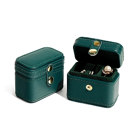 Caja de almacenamiento de anillos de joyería mini rectangular de cuero pu con pelusa, joyero portátil de viaje, para anillos, aretes