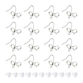 24 шт латунные серьги крючки, бантик с петлями для ушей, с 40 пластиковыми ушными гайками