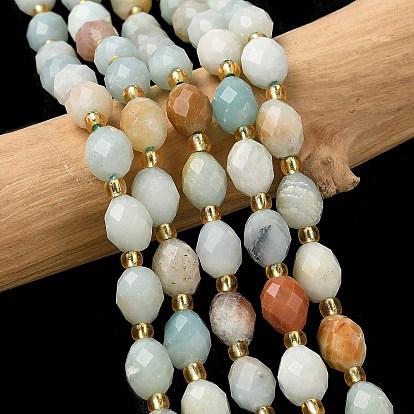 Натуральный цветок амазонитовые бусины пряди, граненые, рис, с бисером