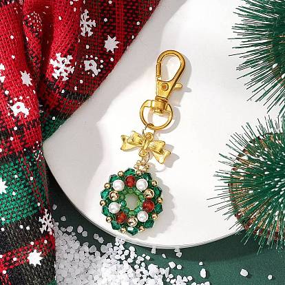 Рождественский венок натуральный сердолик и стекло и ракушки жемчуг и бисер подвеска украшения, с сплава шарнирного когтя омара застежками
