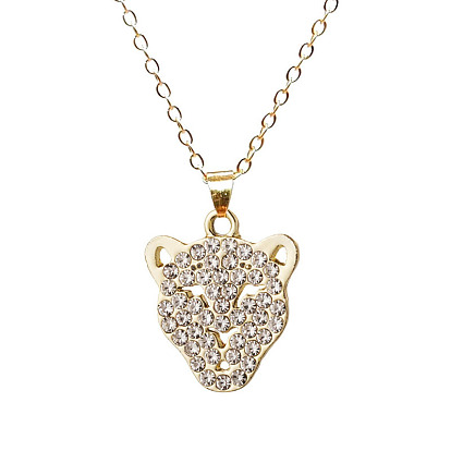 Ожерелья с подвеской в виде головы леопарда из сплава со стразами для женщин и мужчин