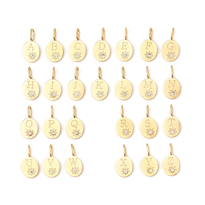 304 комплект подвесок из нержавеющей стали с кубическим цирконием, овал с буквой a~z