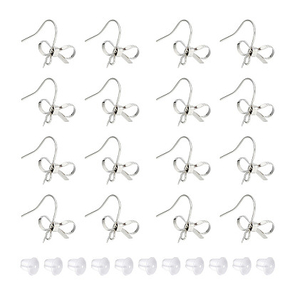 24 шт латунные серьги крючки, бантик с петлями для ушей, с 40 пластиковыми ушными гайками