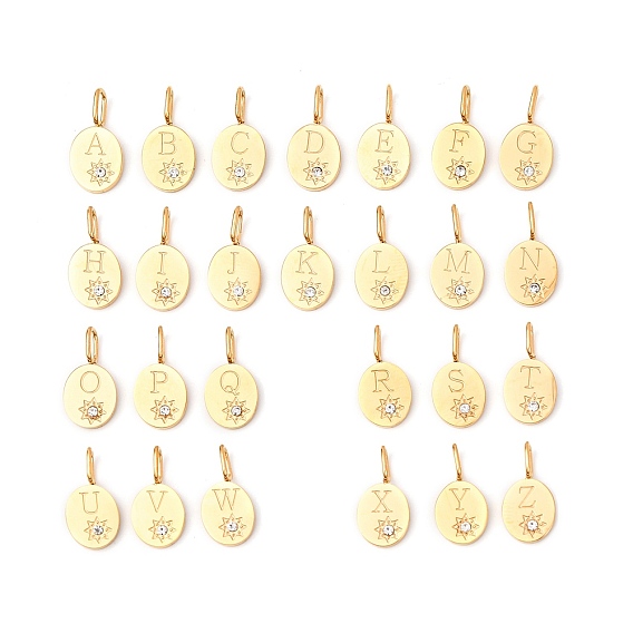 304 комплект подвесок из нержавеющей стали с кубическим цирконием, овал с буквой a~z