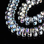Electroplate Transparent Glass Beads Strands, AB Color Plated, Teardrop
