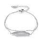 304 Stainless Steel Multi-strand Bracelets, with Cable Chains and Lobster Claw Clasps, Feather