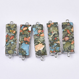 Synthetic Regalite Links Connectors, with Edge Platinum Plated and Iron Loop, Rectangle