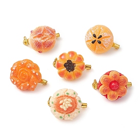 6Pcs 6 Styles Resin Imitation Bread Brooch for Women