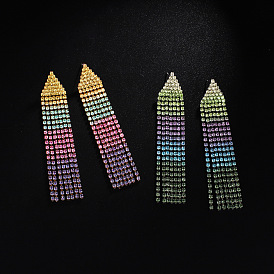 Colorful Diamond Tassel Earrings - Nightclub Shiny Ear Jewelry, Claw Chain Earrings.