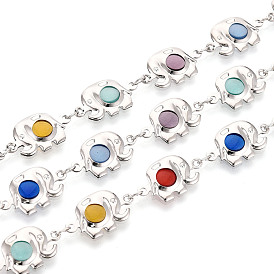 Цепи из латуни в форме слона ручной работы, со стеклом, пайки, с катушкой