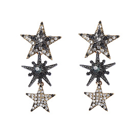 Серьги-гвоздики в виде звезды из цинкового сплава с стразами