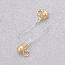 Transparent Painless Prevent Allergy Resin Stud Earring Findings, with Loop, Stainless Steel Findings