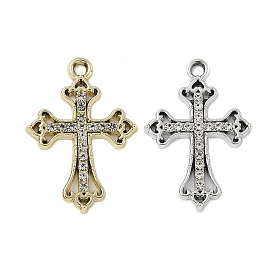 Alloy Rhinestone Pendants, UV Plated, Cross