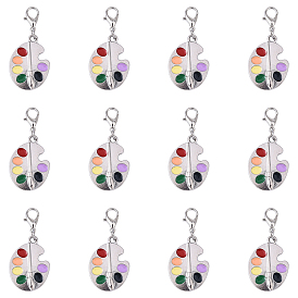 6шт палитра сплав эмаль подвески украшения, Сплав с застежками когтя омара