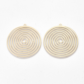 Brass Pendants, Etched Metal Embellishments, Cadmium Free & Nickel Free & Lead Free, Flat Round