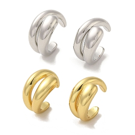 Rack Plating Brass Clip-on Earrings, Long-Lasting Plated, Lead Free & Cadmium Free