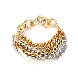 Minimalist Gold-Plated Multi-Layer Chain Pearl Silver Bracelet for Women