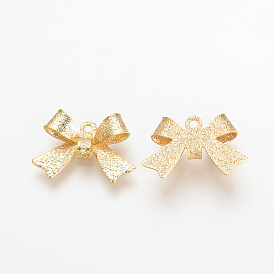 Brass Charms, Nickel Free, Real 18K Gold Plated, Bowknot