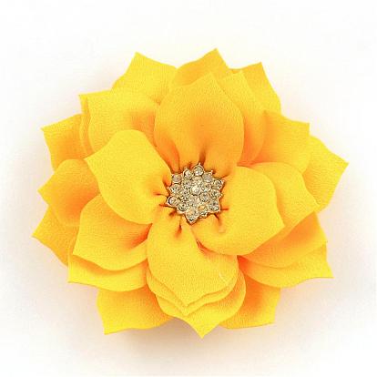 Handmade Woven Costume Accessories, with Alloy Rhinestone Findings, Flower, 86x20mm