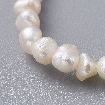 Natural Freshwater Pearl Necklaces, with Brass Extender Chains and Kraft Paper Cardboard Jewelry Boxes