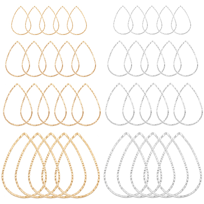 80шт 10 латунные соединительные кольца, волна текстурированная, слеза