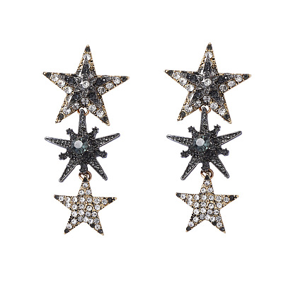 Серьги-гвоздики в виде звезды из цинкового сплава с стразами