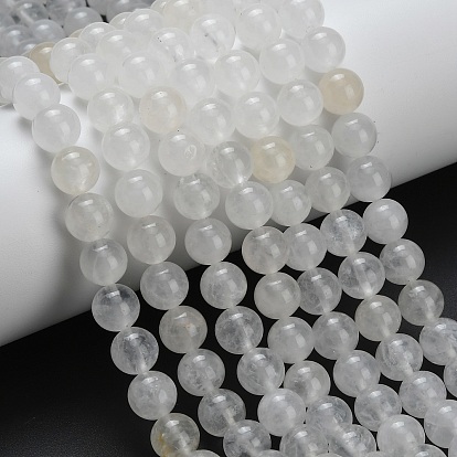 Нити бусин из натурального белого нефрита, круглые