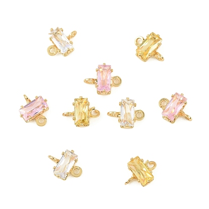 Прямоугольные подвески-коннекторы из латуни с инкрустацией кубическим цирконием, без кадмия, без никеля и без свинца, реальный 18 k позолоченный