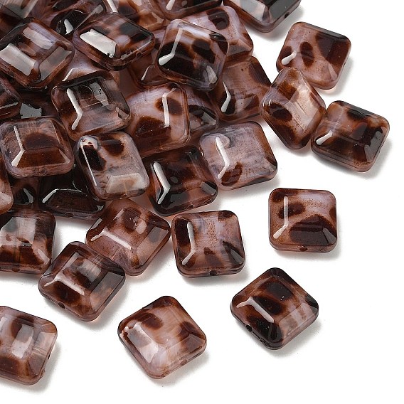 Непрозрачные акриловые бусины, имитирующие леопардовый принт, квадратный, два тона