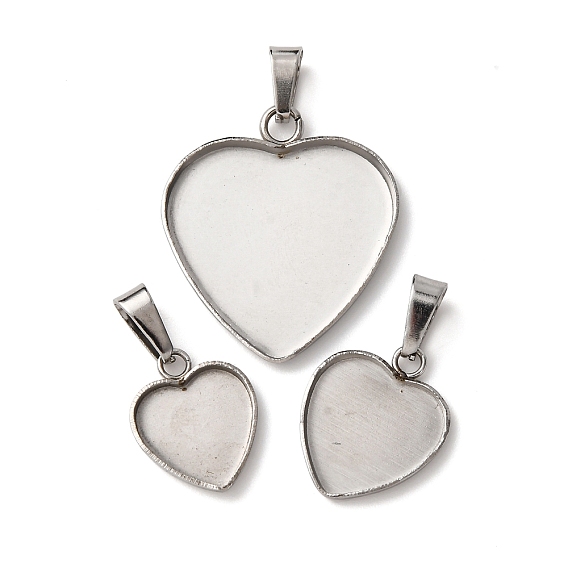 304 Настройки кабошон из нержавеющей стали кулон, сердце