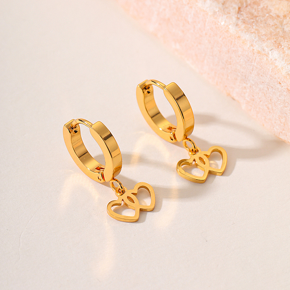 Модная классика 201 серьги-кольца из нержавеющей стали в форме сердца