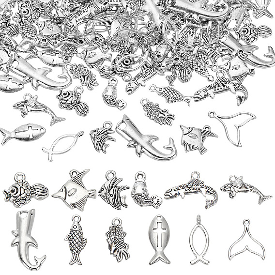96 шт 12 стили подвески из цинкового сплава в тибетском стиле, рыбы прелести