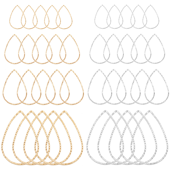 80шт 10 латунные соединительные кольца, волна текстурированная, слеза