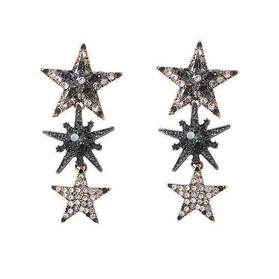Серьги-гвоздики в виде звезды из цинкового сплава с стразами