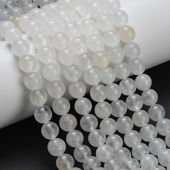 Нити бусин из натурального белого нефрита, круглые