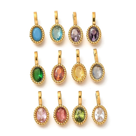 Ионное покрытие (ip) 304 подвески из нержавеющей стали со стразами, овальные амулеты