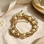 Vintage White Round Imitation Pearl Iron Chain 2-Strand Bracelets for Women, Stackable Bracelets