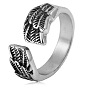 304 Stainless Steel Cuff Open Rings for Men, Feather