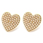 Серьги-гвоздики в форме сердца из латуни с пластиковыми жемчужинами, долговечный, без кадмия и без свинца