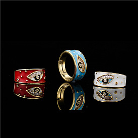 Colorful Oil Demon Eye Ring - 18K Gold Plated Copper Adjustable Women's Fashion Jewelry