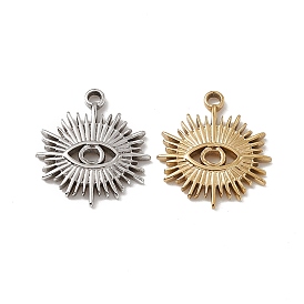 Vacuum Plating 201 Stainless Steel Charms, Sun with Eye Charm